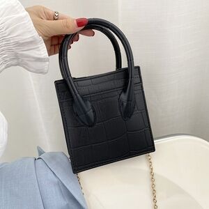 Chic Black Mini Bag with Sleek Design and Luxurious Texture